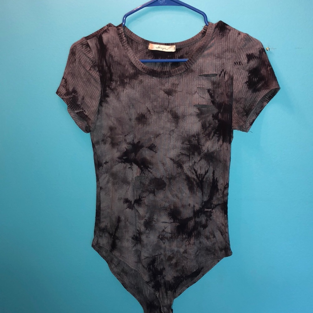 Tie-dye ripped bodysuit